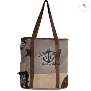 MYRA Canvas Tote Bag. Leather Myra Bag Tote Bags Upcycled Bag Utility Tote. NWT